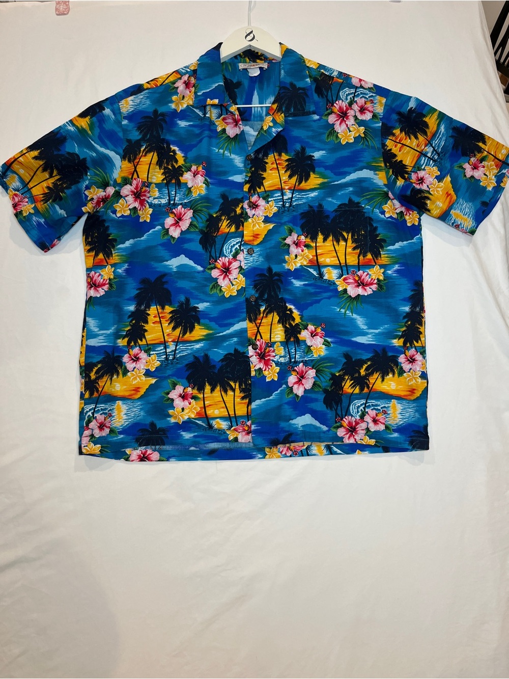 Vintage Pacific Legend Hawaiian Men’s Shirt Blue Floral Tropical Beach Size 2XL
